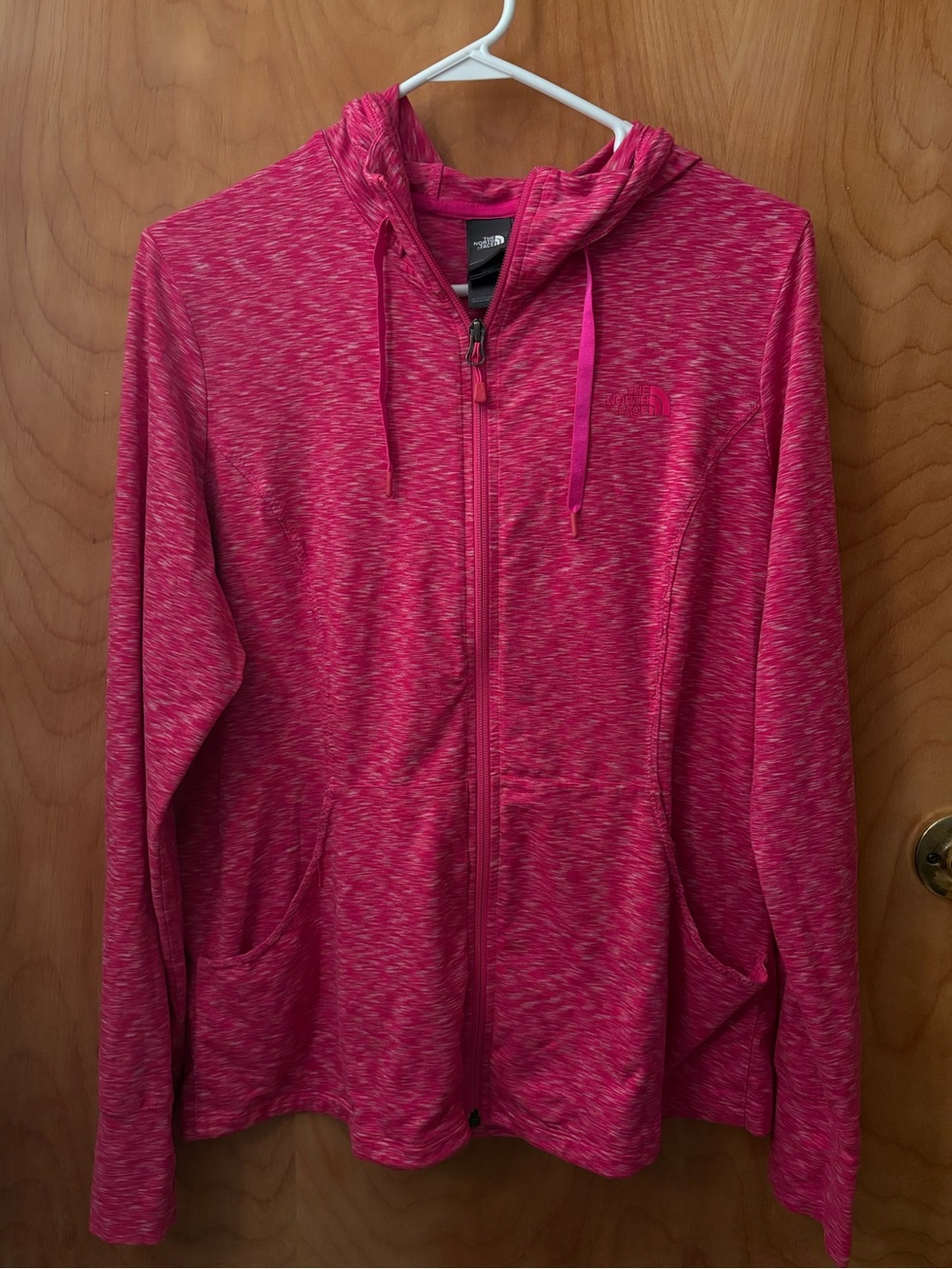 The North Face XL Lightweight Pink Full Zip Up Hooded Jacket w Thumbholes